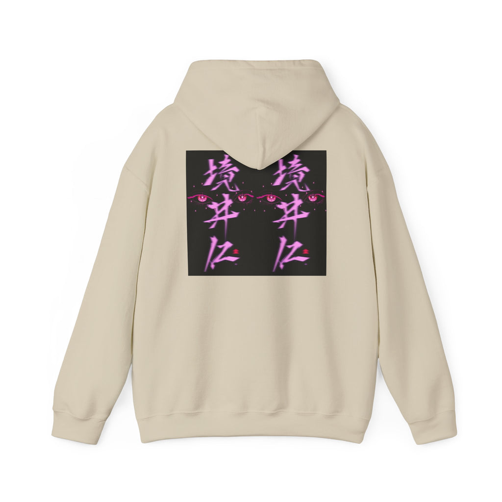 Vaporwave Kanji Hoodie — Neon Pink Japanese Script Streetwear