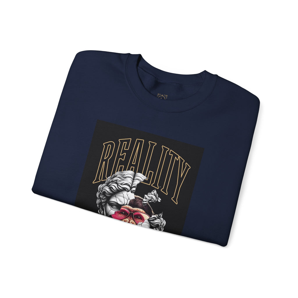 Crewneck Sweatshirt — "Reality Hides Behind The Mask" Graphic Pullover