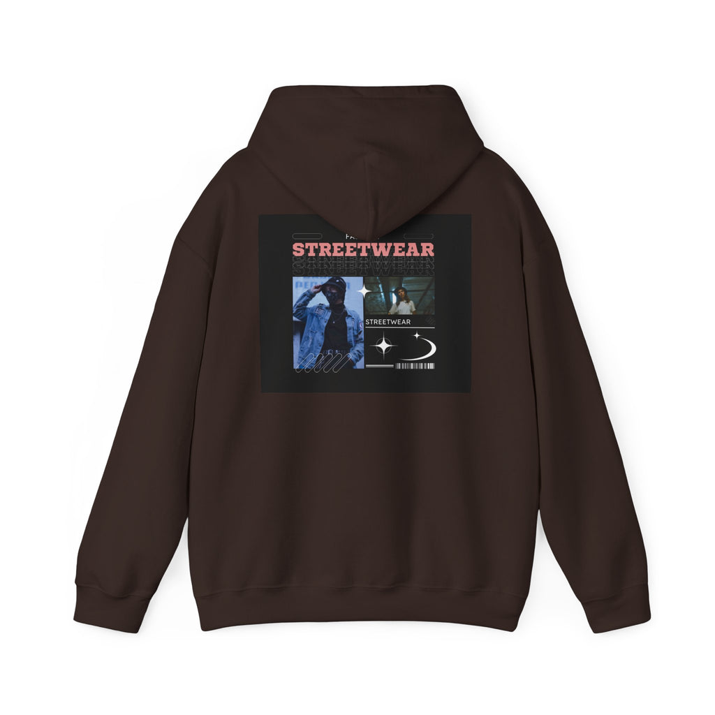 Streetwear Graphic Hoodie — Vintage Noir Collage "STREETWEAR" Design