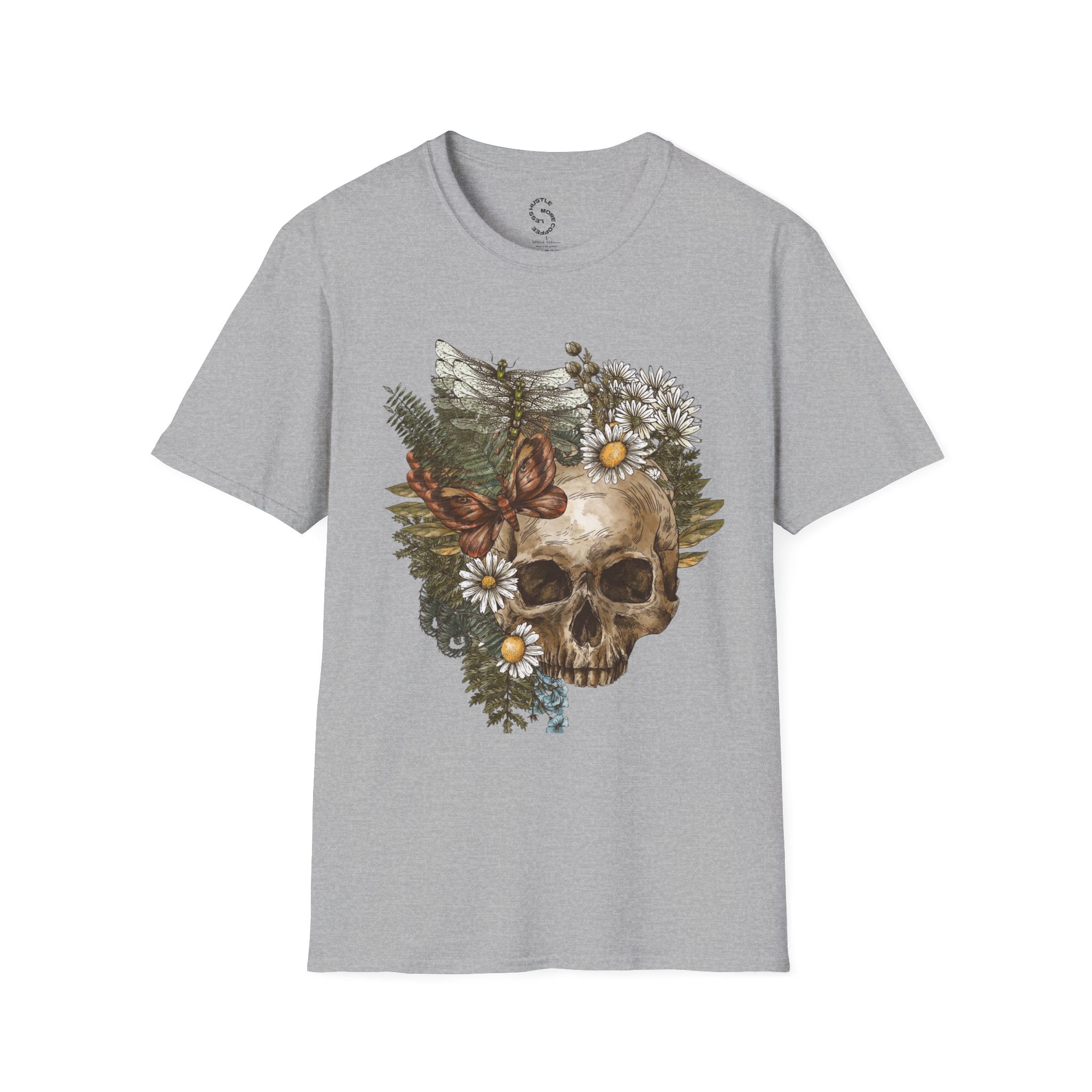 Skull & Daisies Graphic T-Shirt — Botanical Skull Floral Tee