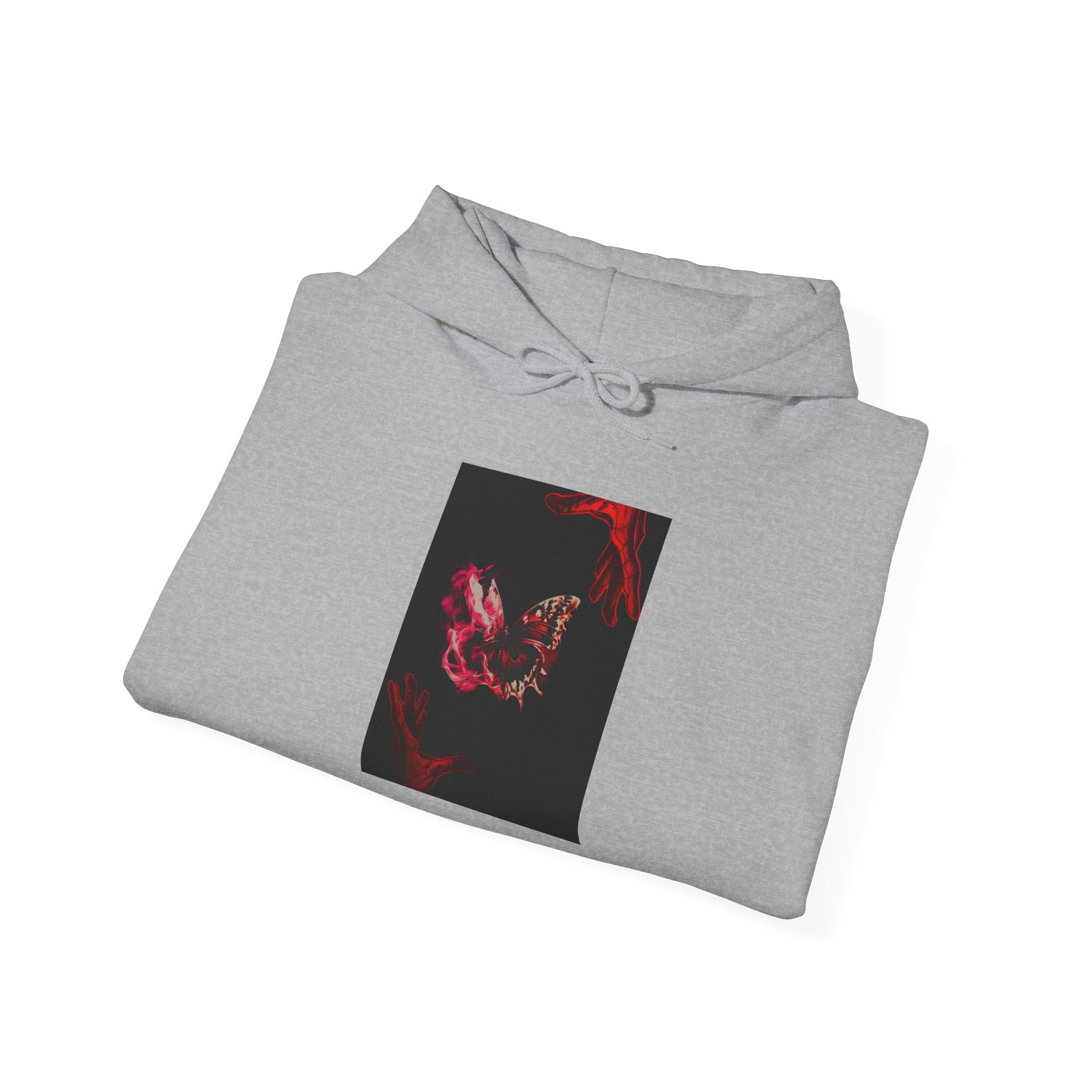 Floral Smoke Hoodie — Dark Red Rose Graphic Hooded Sweatshirt