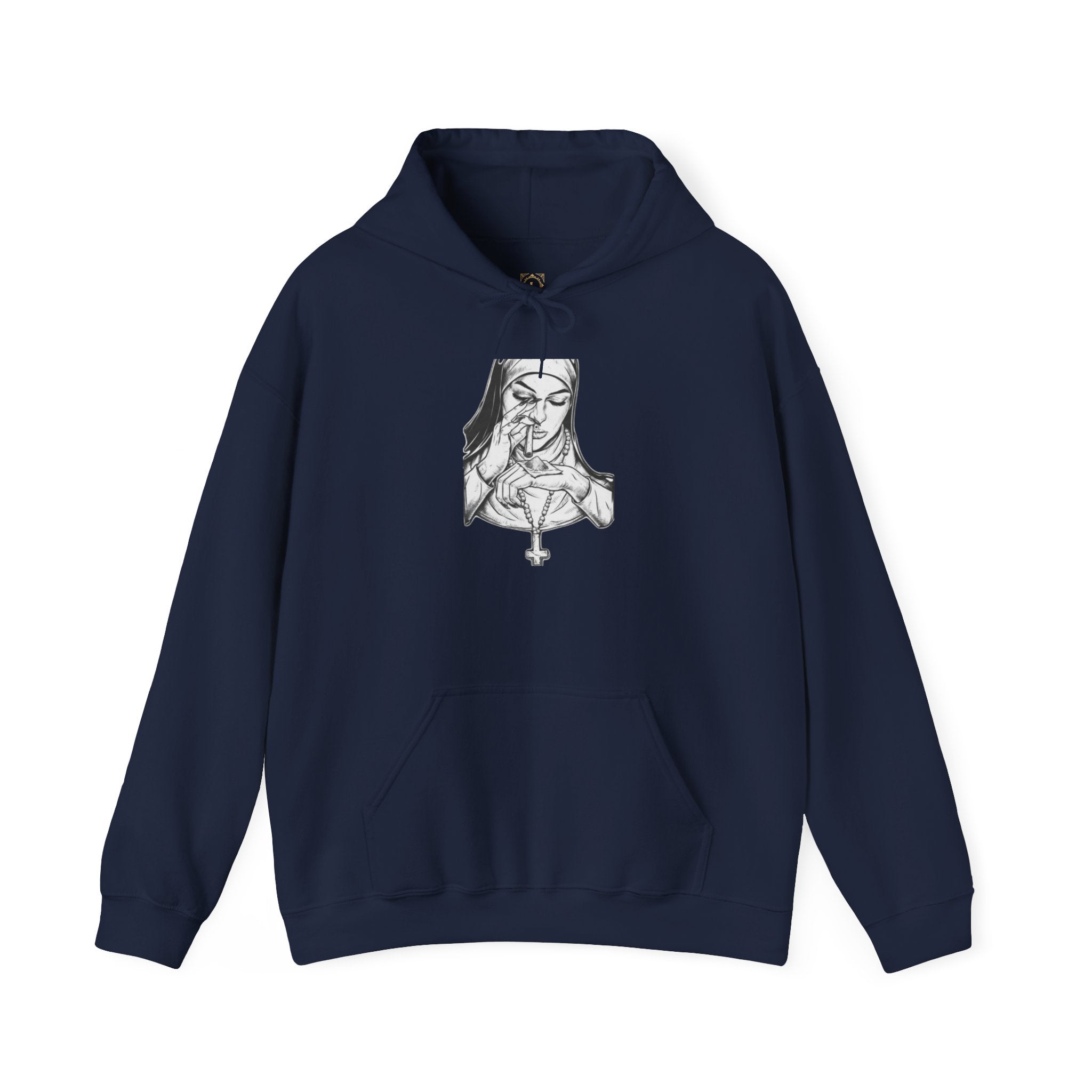 Praying Nun Graphic Hoodie – Gothic Religious Illustration Sweatshirt