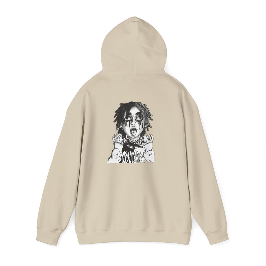 Horror Manga Hoodie — Black & White Creepy Portrait Pullover