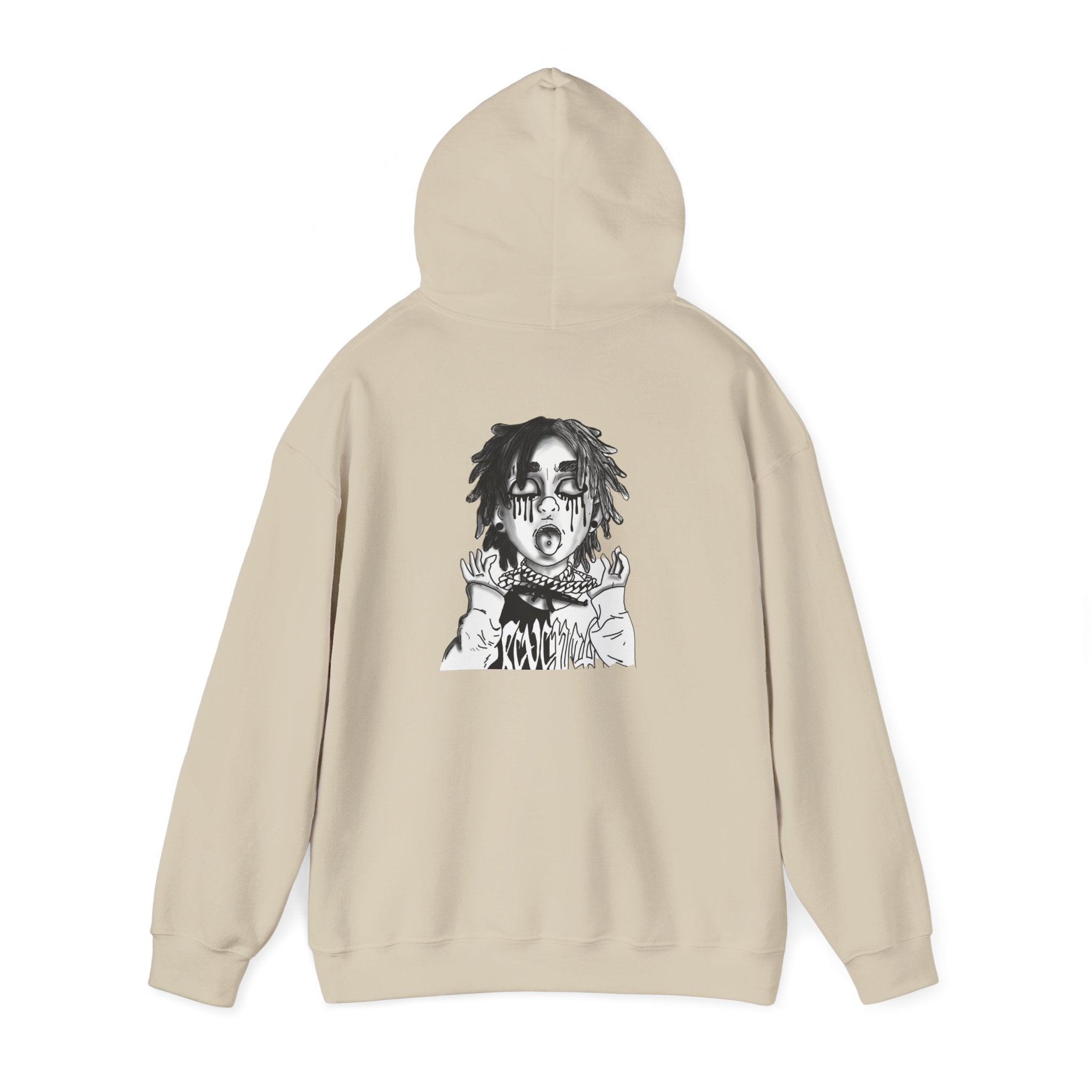 Horror Manga Hoodie — Black & White Creepy Portrait Pullover