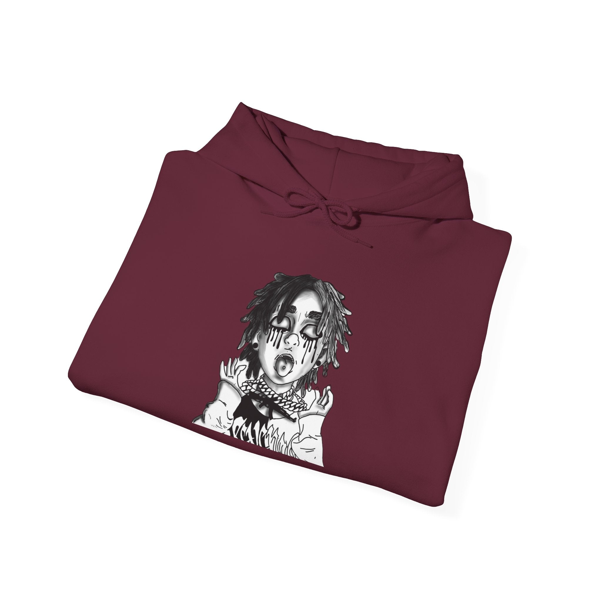 Horror Manga Hoodie — Black & White Creepy Portrait Pullover