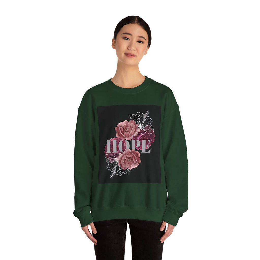 Hope Floral Crewneck Sweatshirt — 'HOPE' Vintage Rose Graphic
