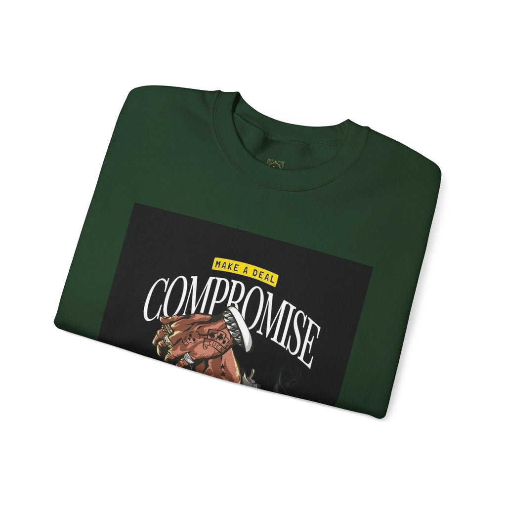 Compromise Graphic Sweatshirt — Vintage Handshake & Revolver Design