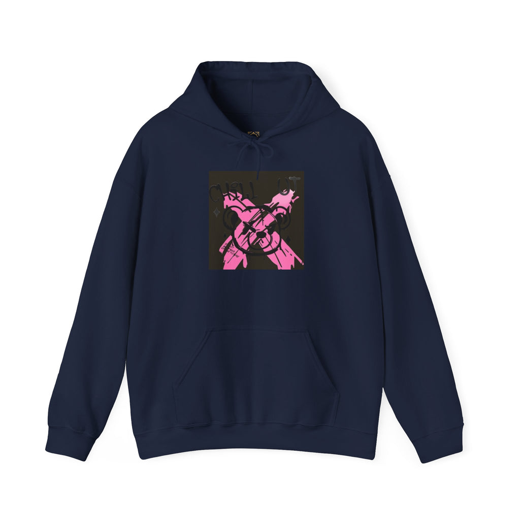 Crossed Guns Hoodie – Pink Retro Graphic Hooded Sweatshirt