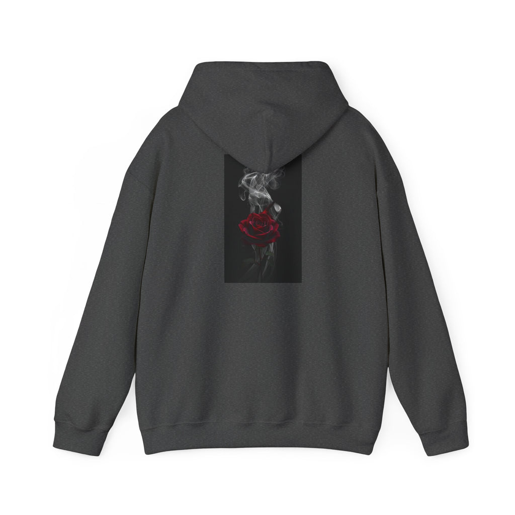 Smoky Red Rose Hoodie — Gothic Floral Hooded Sweatshirt