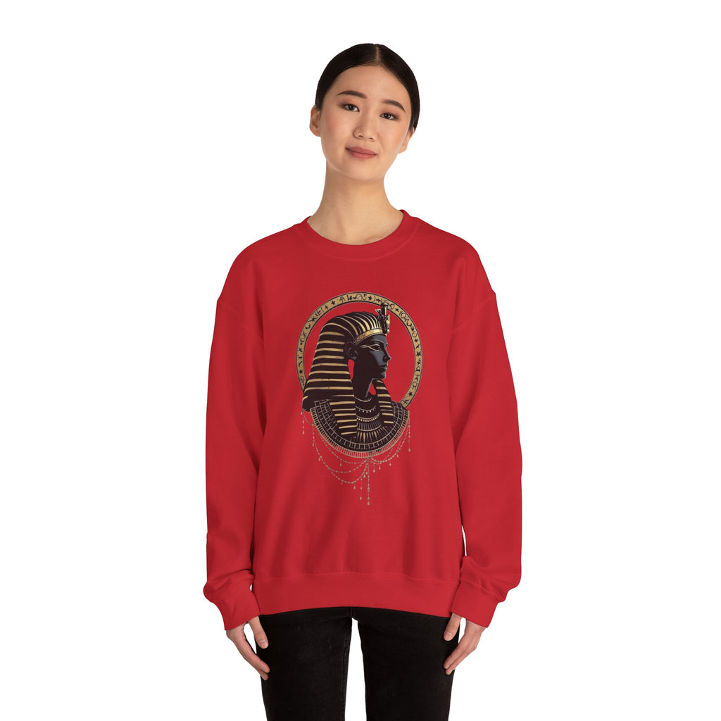 Egyptian Pharaoh Crewneck Sweatshirt — Gold & Black Tutankhamun Profile