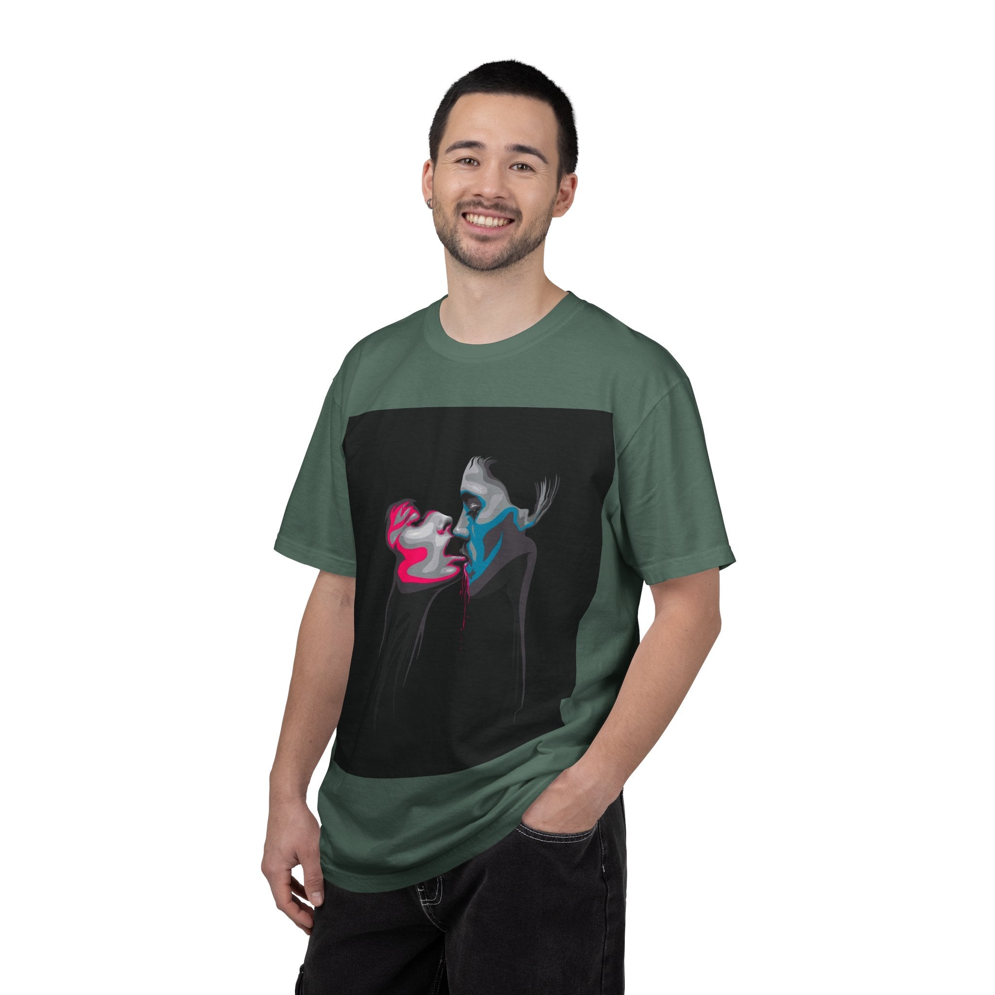 Abstract Neon Kiss T-Shirt — 'Legaciess' Back Logo Graphic Tee