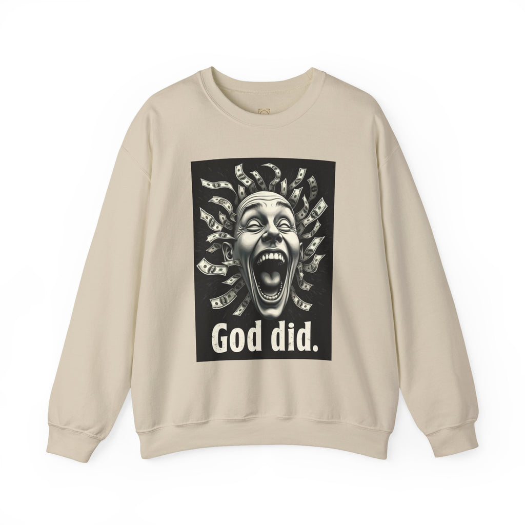 Sweatshirt — 'God Did.' Medusa Money Graphic Crewneck