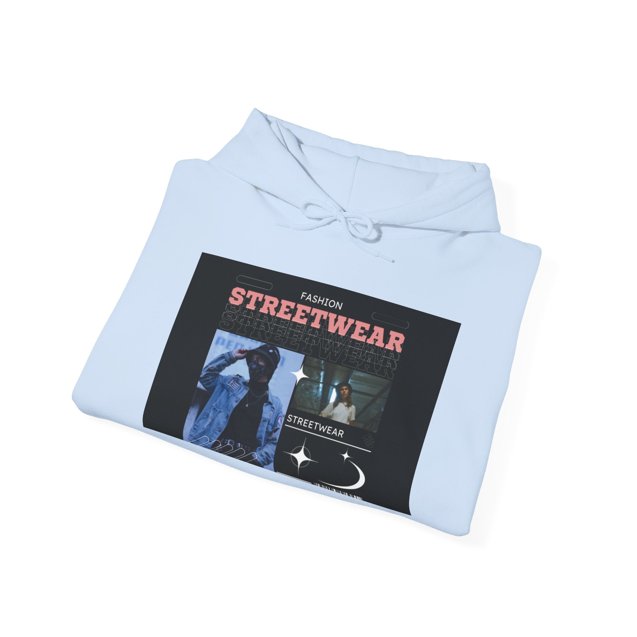 Streetwear Graphic Hoodie — Vintage Noir Collage "STREETWEAR" Design
