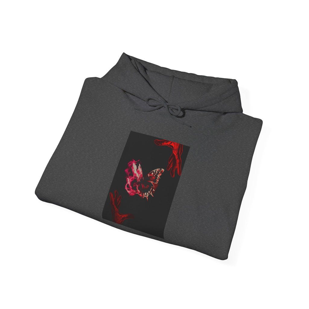 Floral Smoke Hoodie — Dark Red Rose Graphic Hooded Sweatshirt