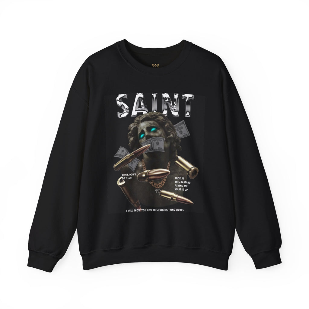 Saint Graphic Crewneck Sweatshirt — Dark Art Money Montage