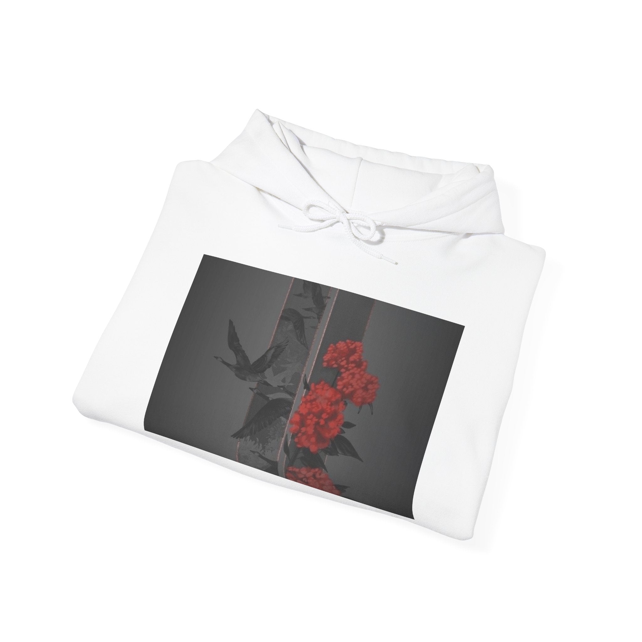 Floral Noir Hoodie — Red Roses on Dark Background