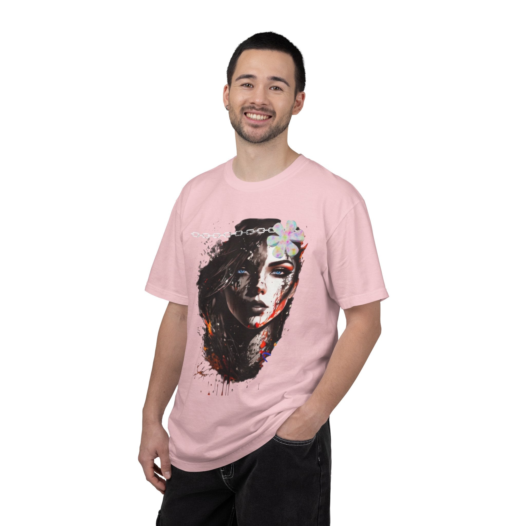 Artistic Femme Portrait T-Shirt — Watercolor Floral Face Graphic Tee