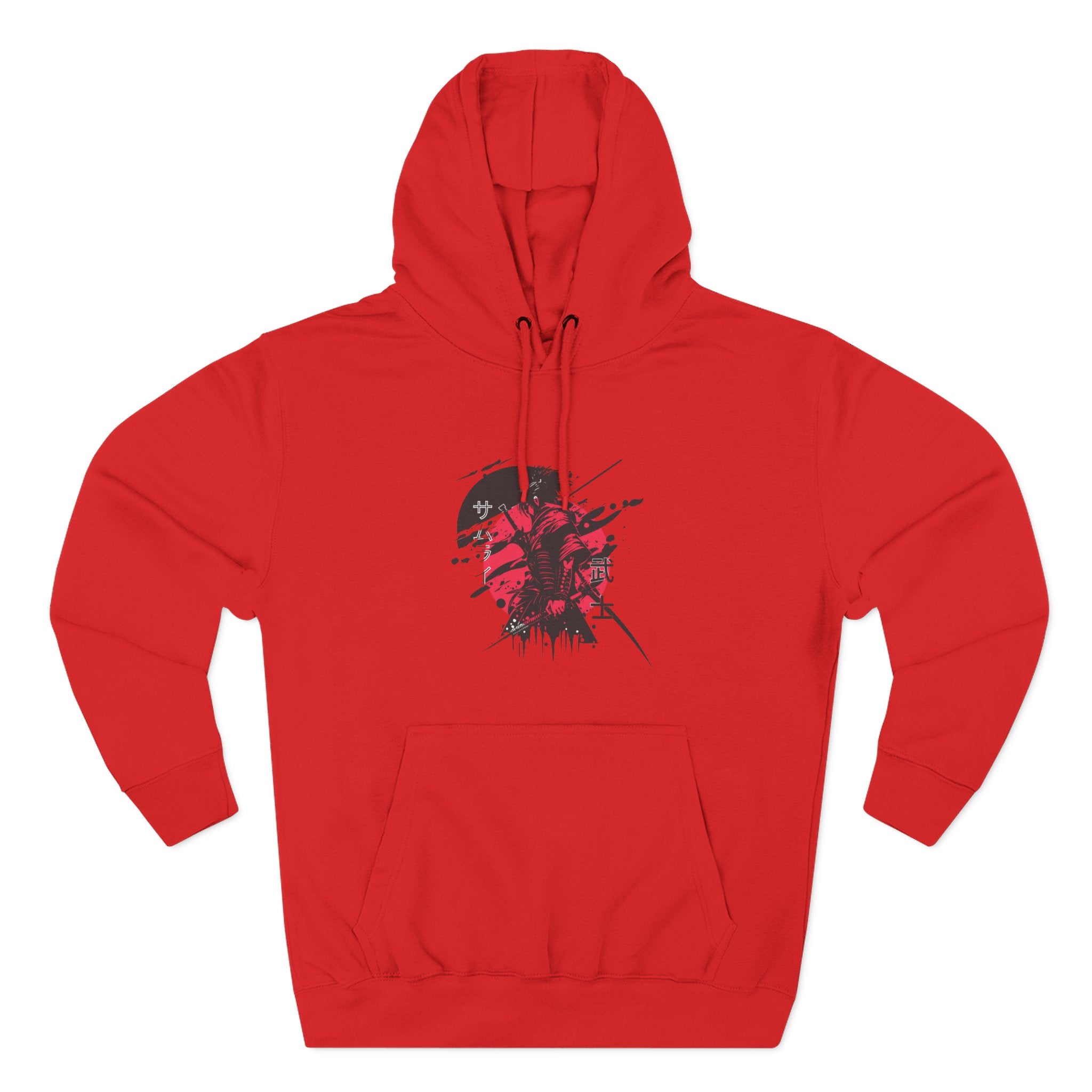 Grunge Rising Hoodie — Red Sun Graphic Fleece Hoodie