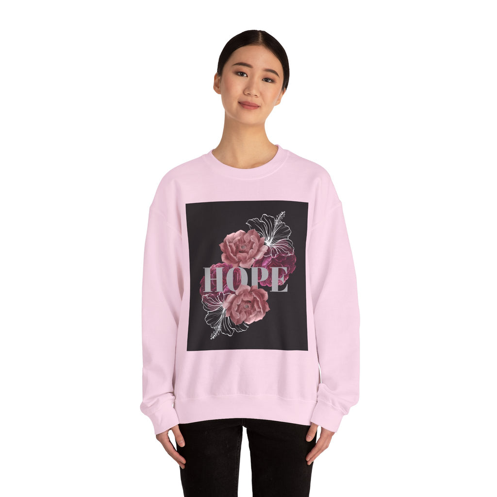 Hope Floral Crewneck Sweatshirt — 'HOPE' Vintage Rose Graphic