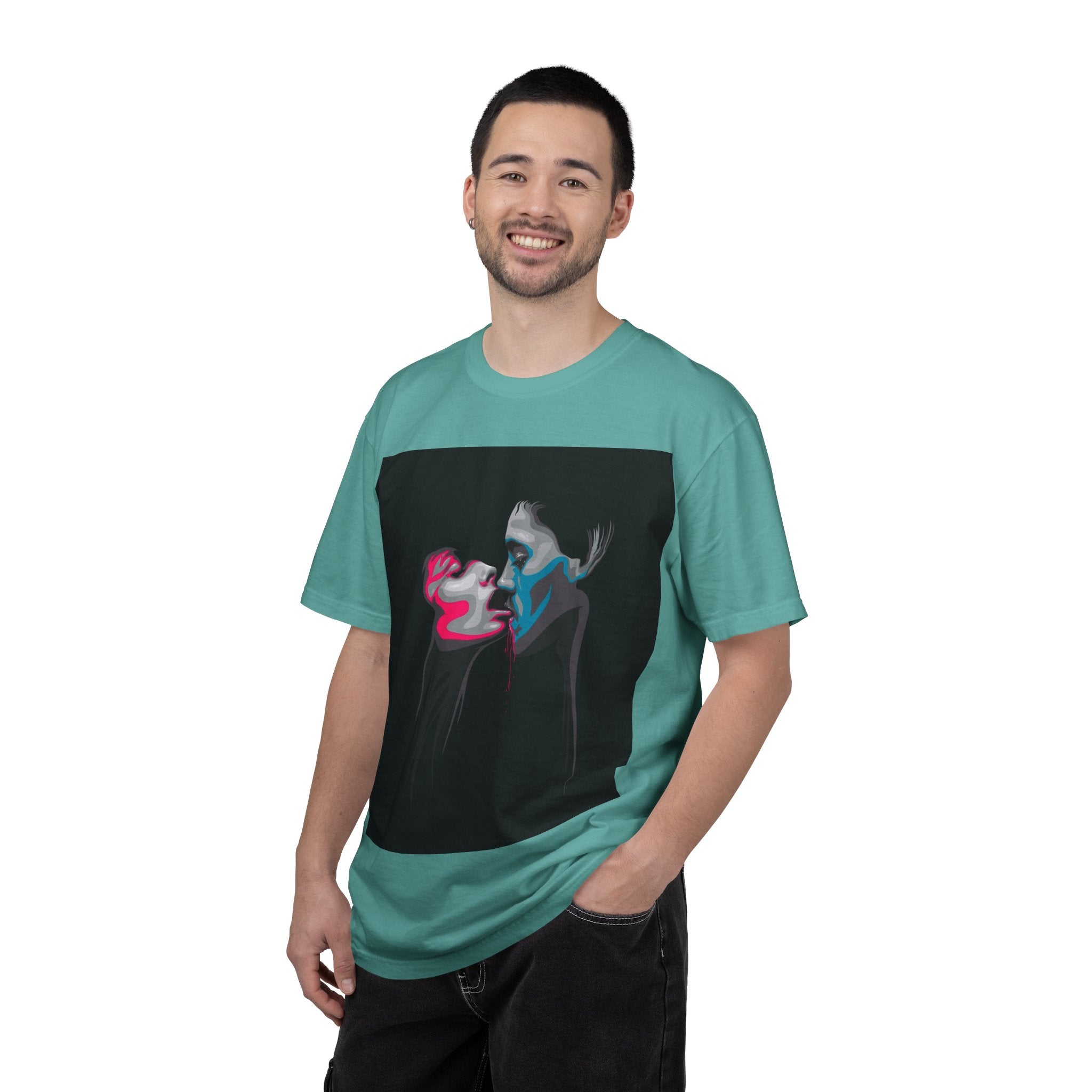 Abstract Neon Kiss T-Shirt — 'Legaciess' Back Logo Graphic Tee