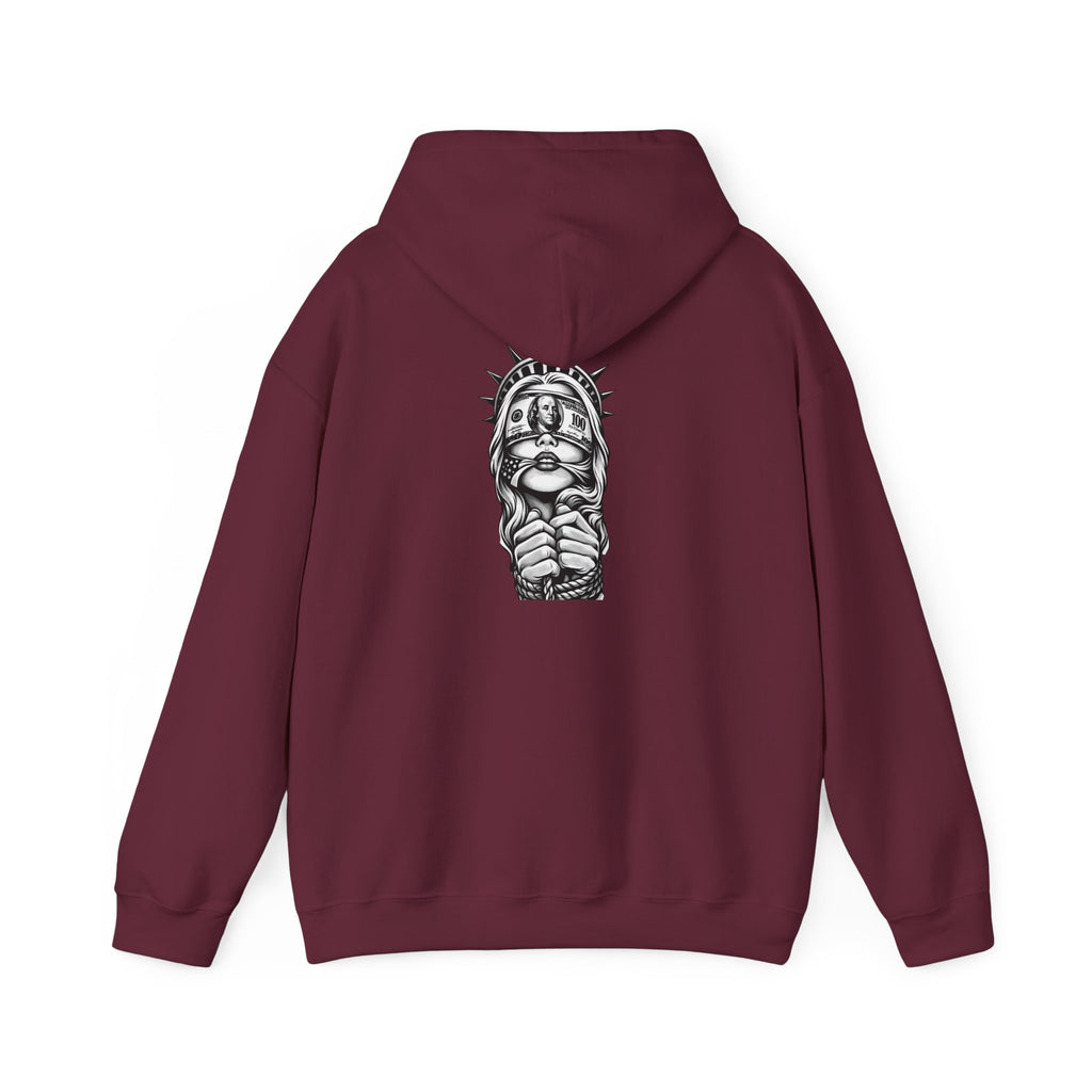 Statue of Liberty Prayer Hands Hoodie — Gothic Liberty Graphic Sweatshirt