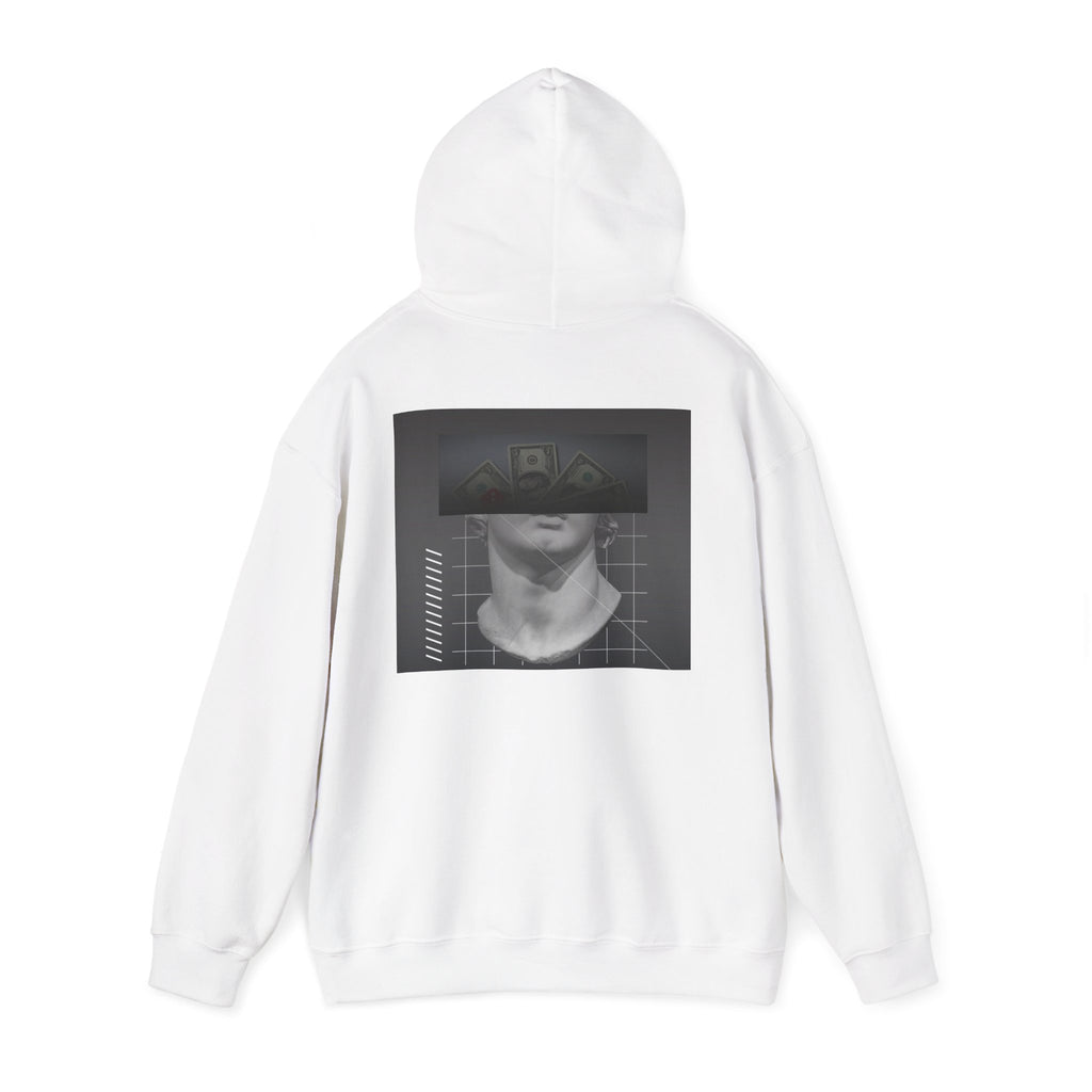Graphic Hoodie — Black & White Glitch Portrait Hoodie
