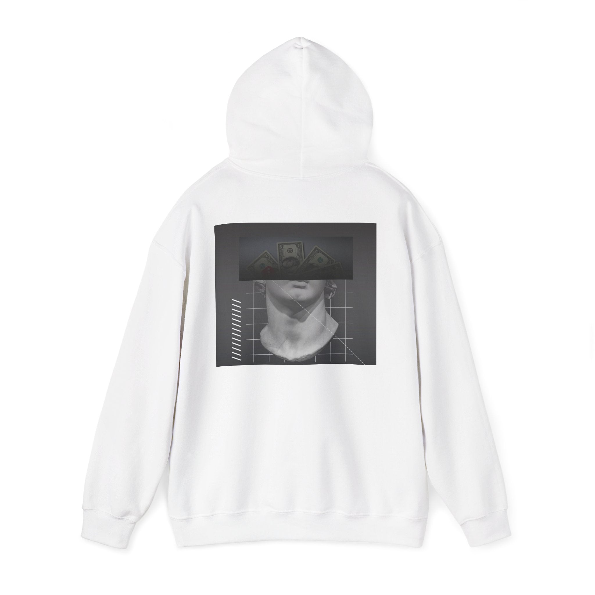 Graphic Hoodie — Black & White Glitch Portrait Hoodie