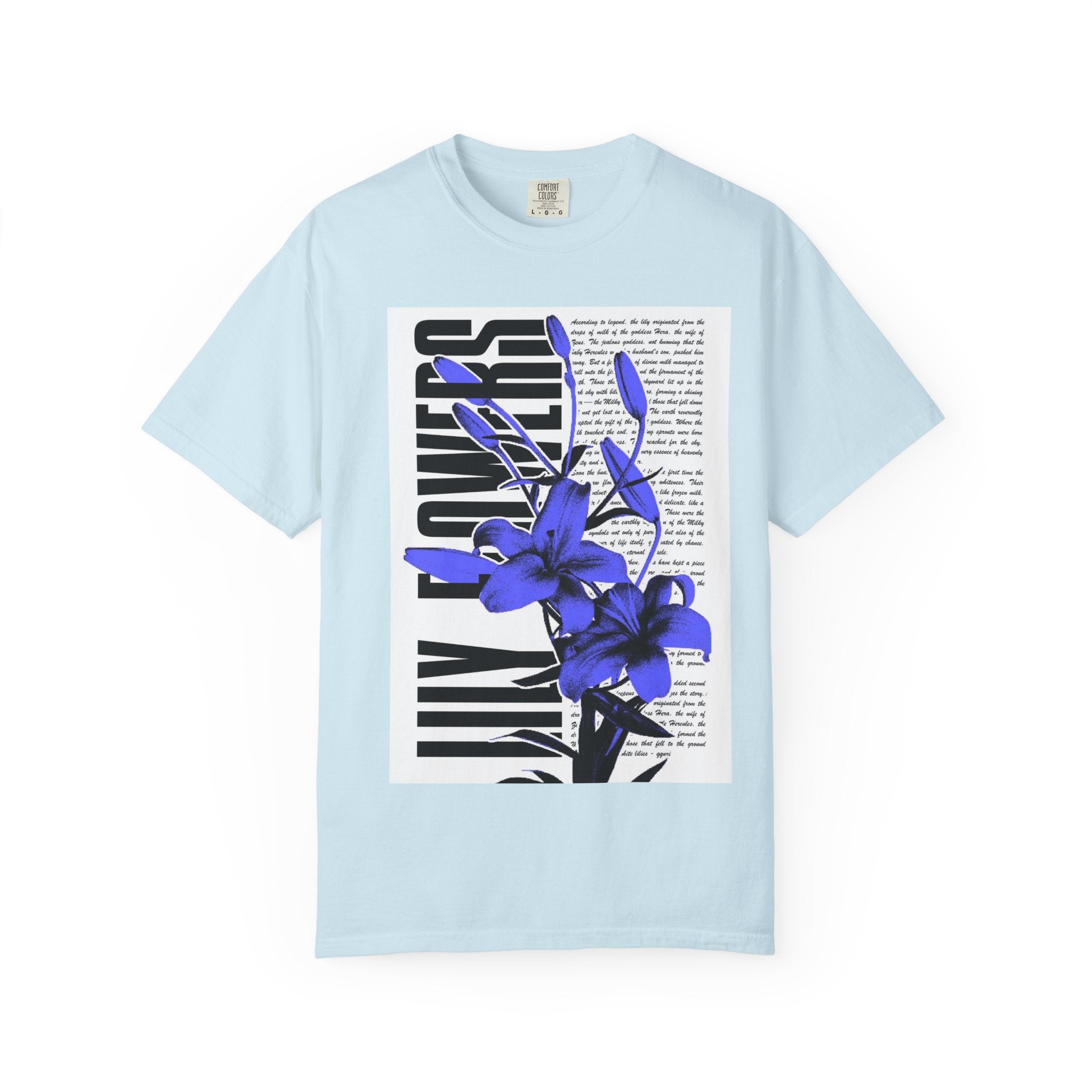 Floral Legacy Graphic T-Shirt — Bold Blue Orchid Design