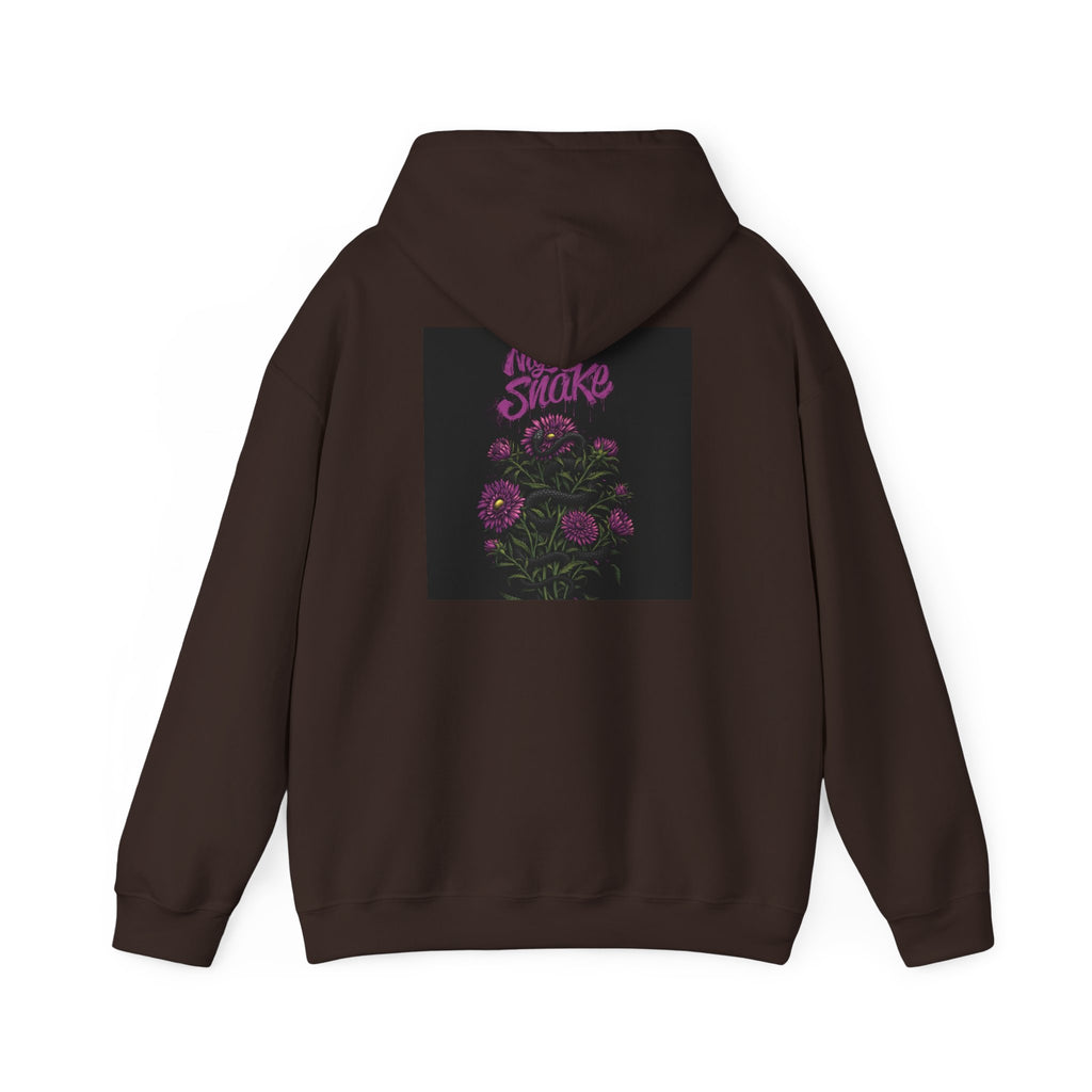 Floral Snake Hoodie — Dark Rose Garden Graphic Sweatshirt