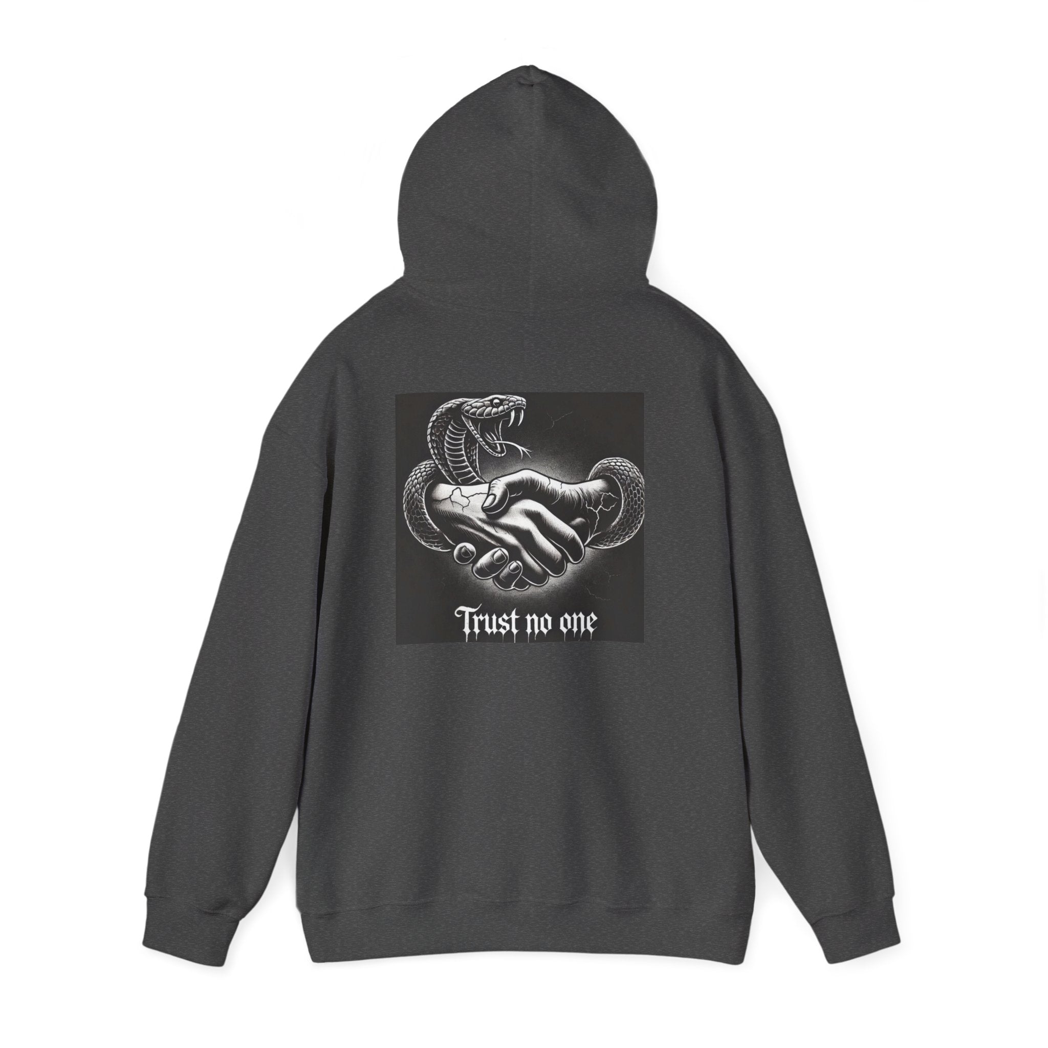 Trust No One Hoodie — Snake Handshake Graphic Hoodie