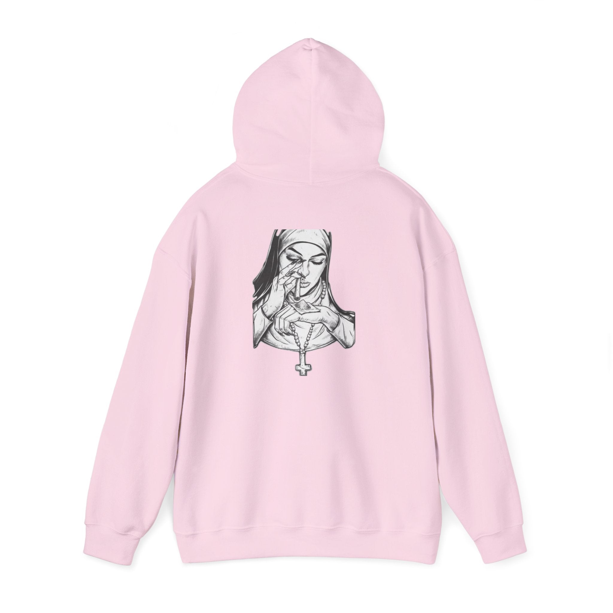 Praying Nun Graphic Hoodie – Gothic Religious Illustration Sweatshirt