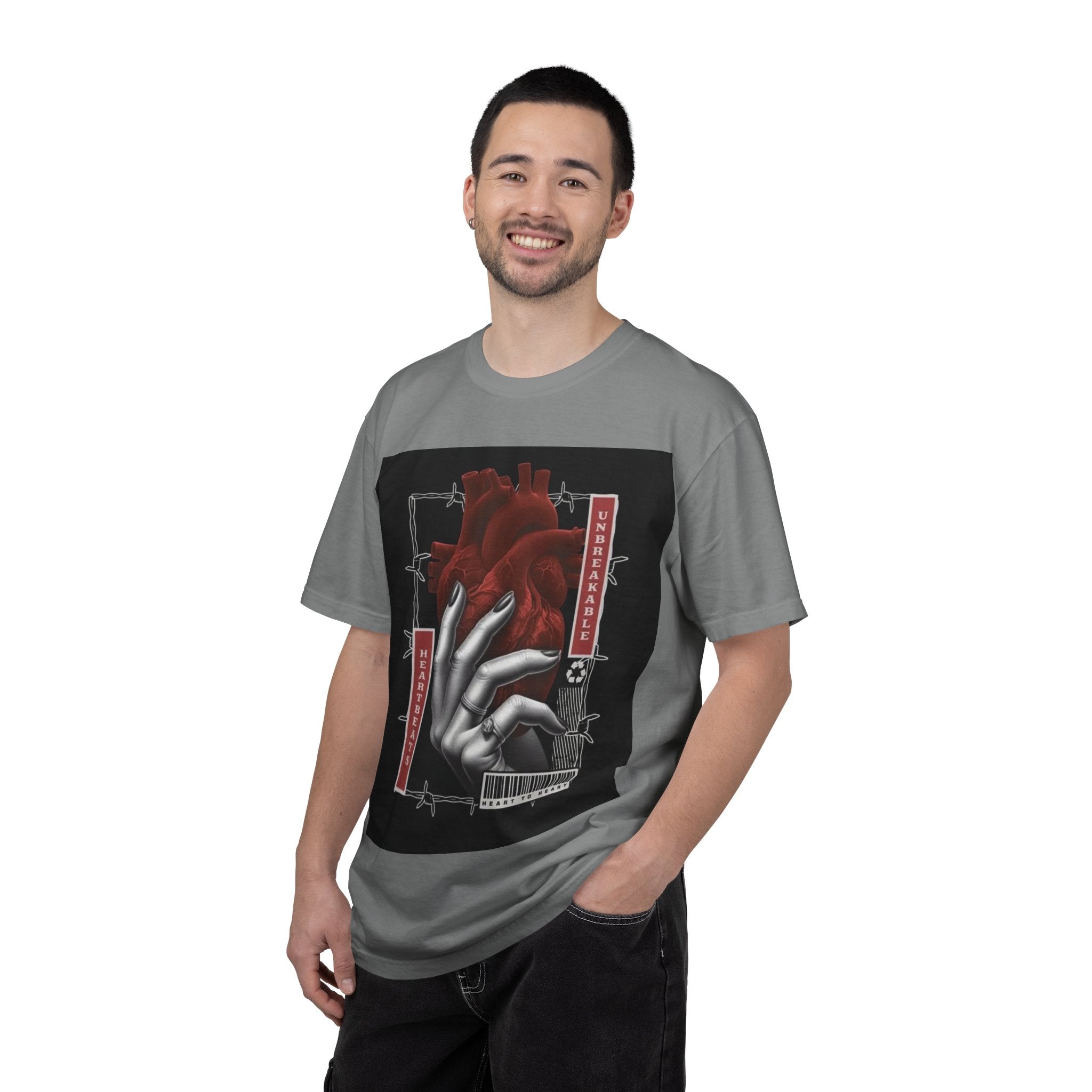 Graphic Heart & Hand T‑Shirt — 'Heartbeat' Gothic Streetwear Tee