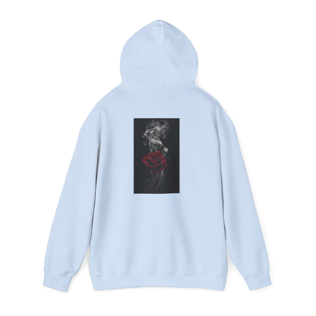 Smoky Red Rose Hoodie — Gothic Floral Hooded Sweatshirt