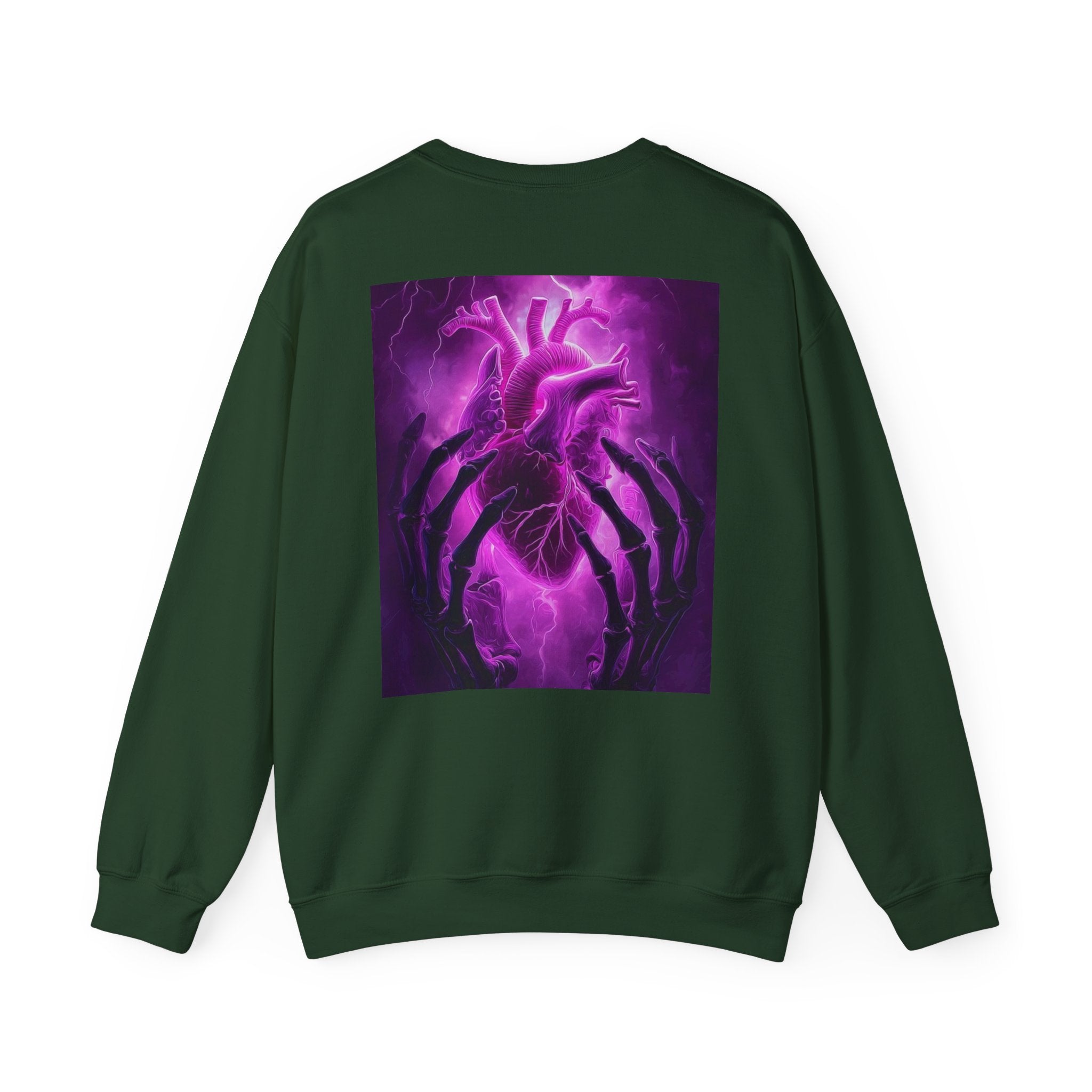 Crewneck Sweatshirt — Purple Lightning Anatomical Heart Graphic