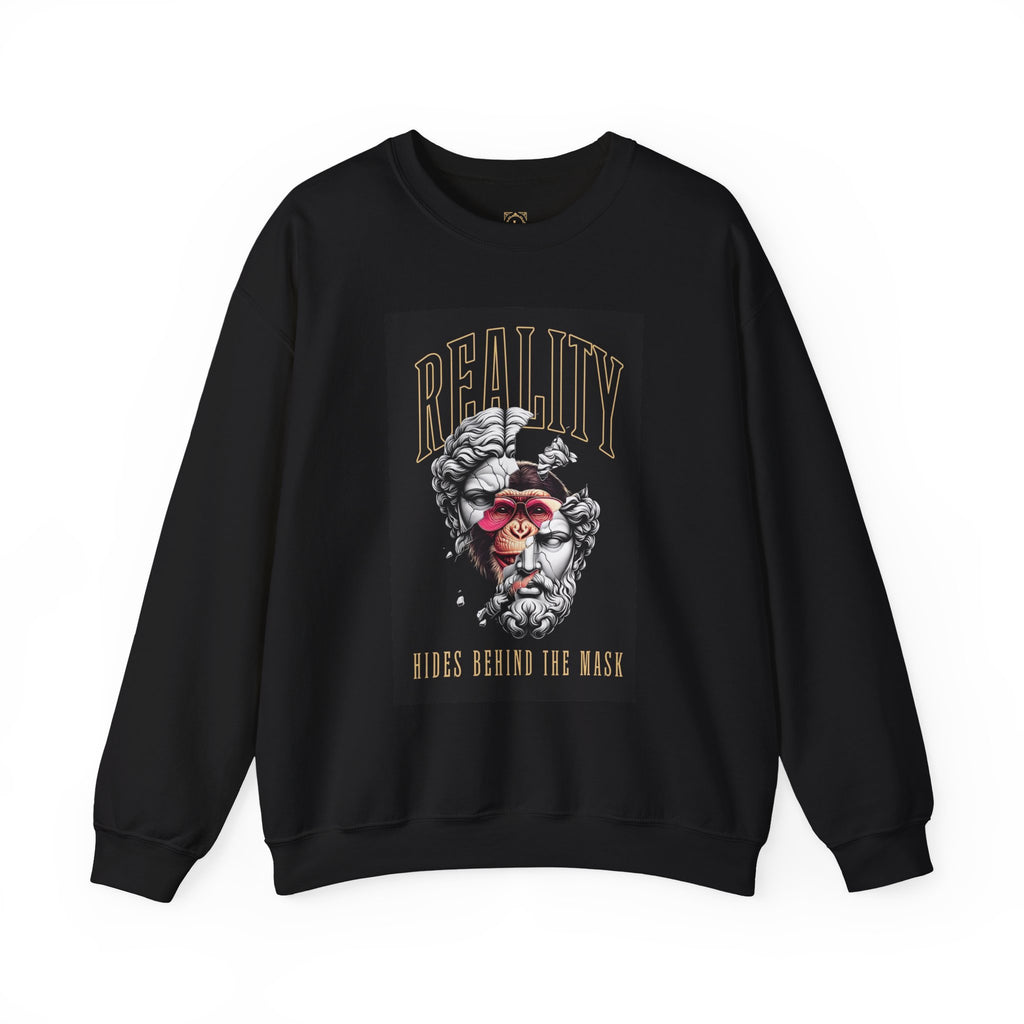 Crewneck Sweatshirt — "Reality Hides Behind The Mask" Graphic Pullover