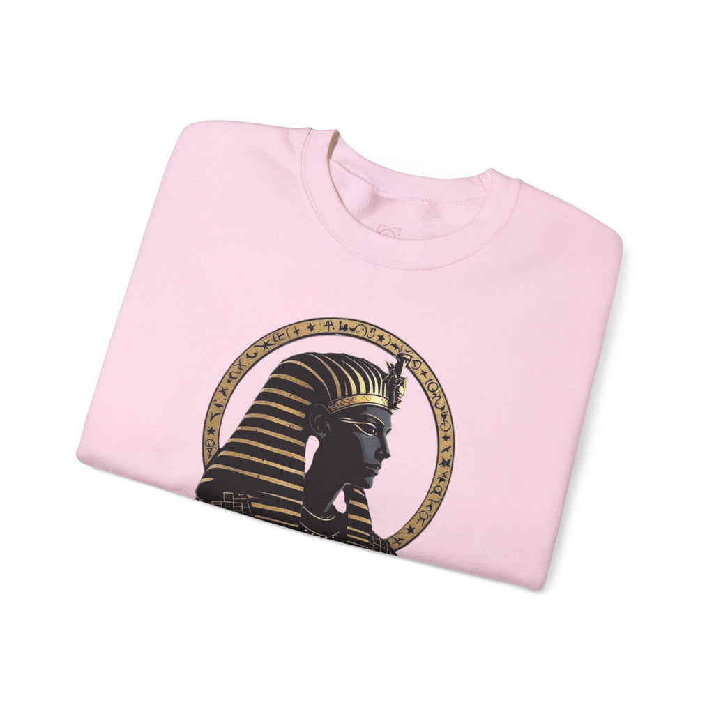 Egyptian Pharaoh Crewneck Sweatshirt — Gold & Black Tutankhamun Profile