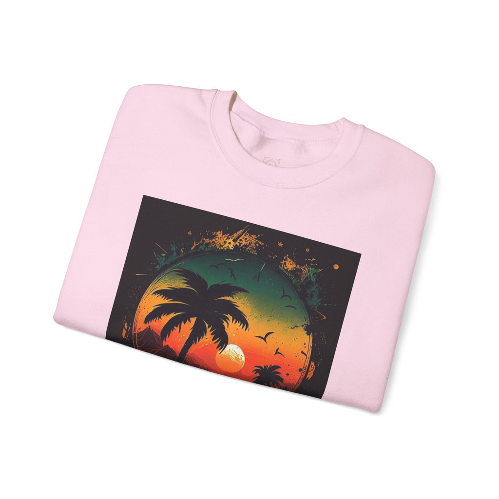 Sunset Island Sweatshirt — Tropical Palm Sunset Crewneck