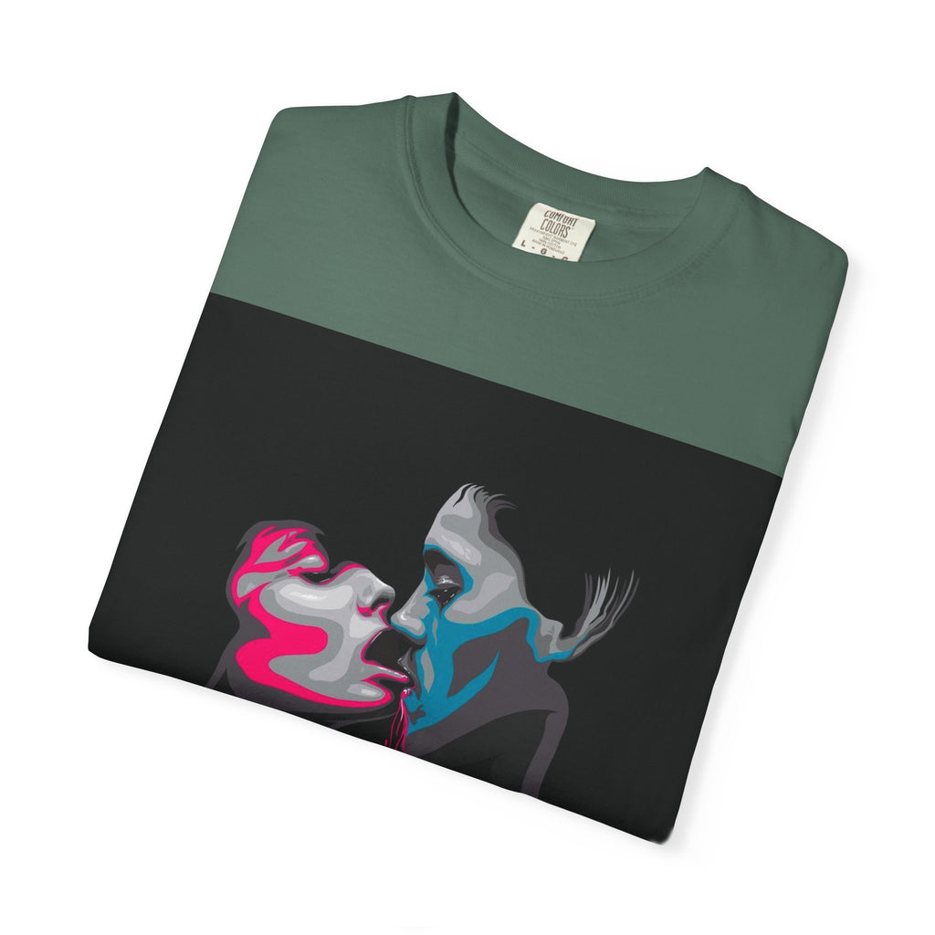 Abstract Neon Kiss T-Shirt — 'Legaciess' Back Logo Graphic Tee