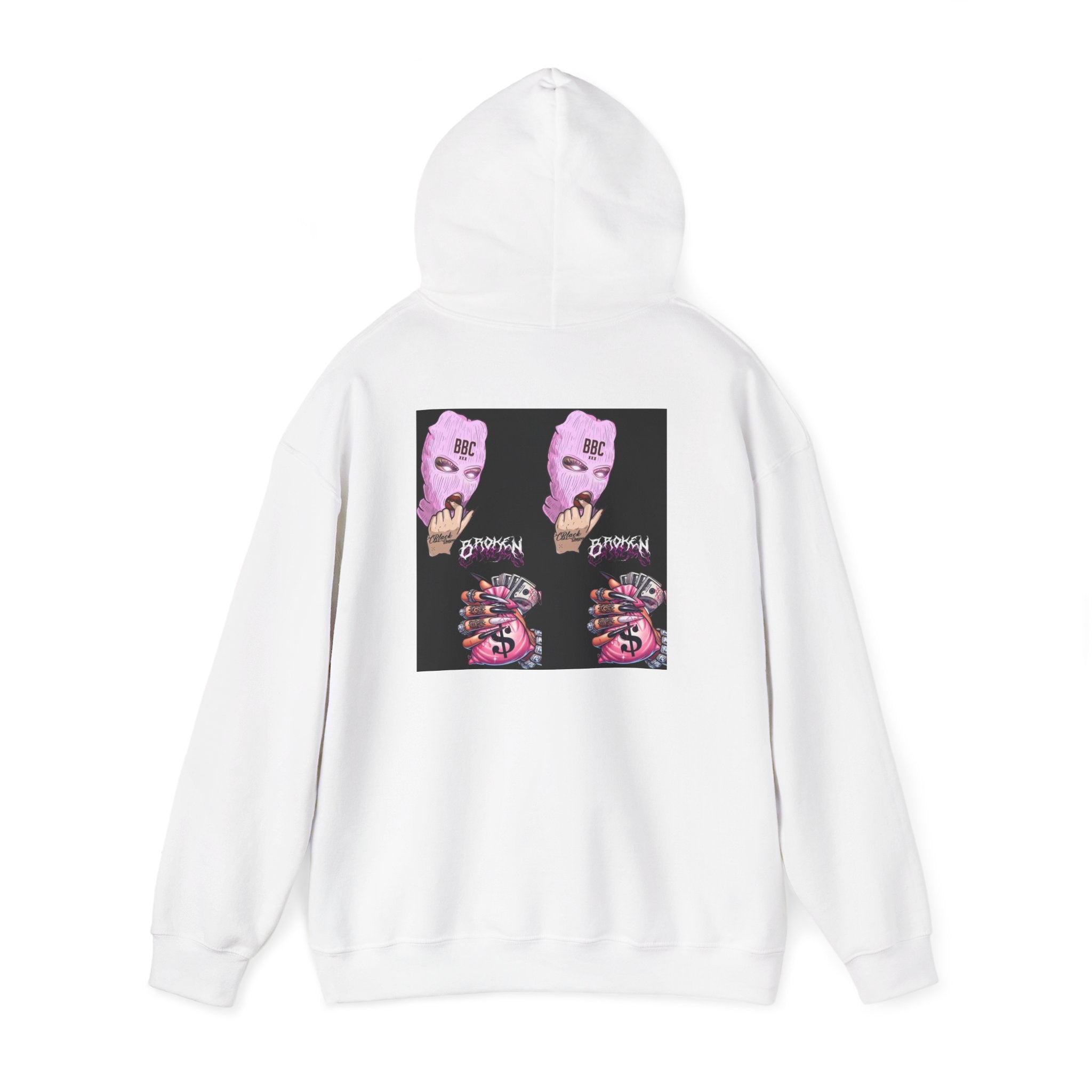 Horror Collage Hoodie — Spooky Pink Skull & Claw Graphic Sweatshirt