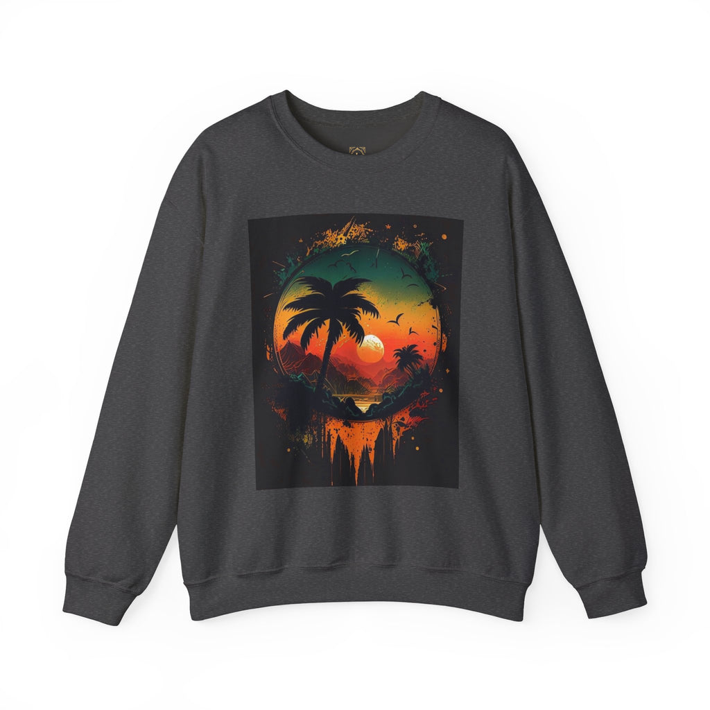 Sunset Island Sweatshirt — Tropical Palm Sunset Crewneck