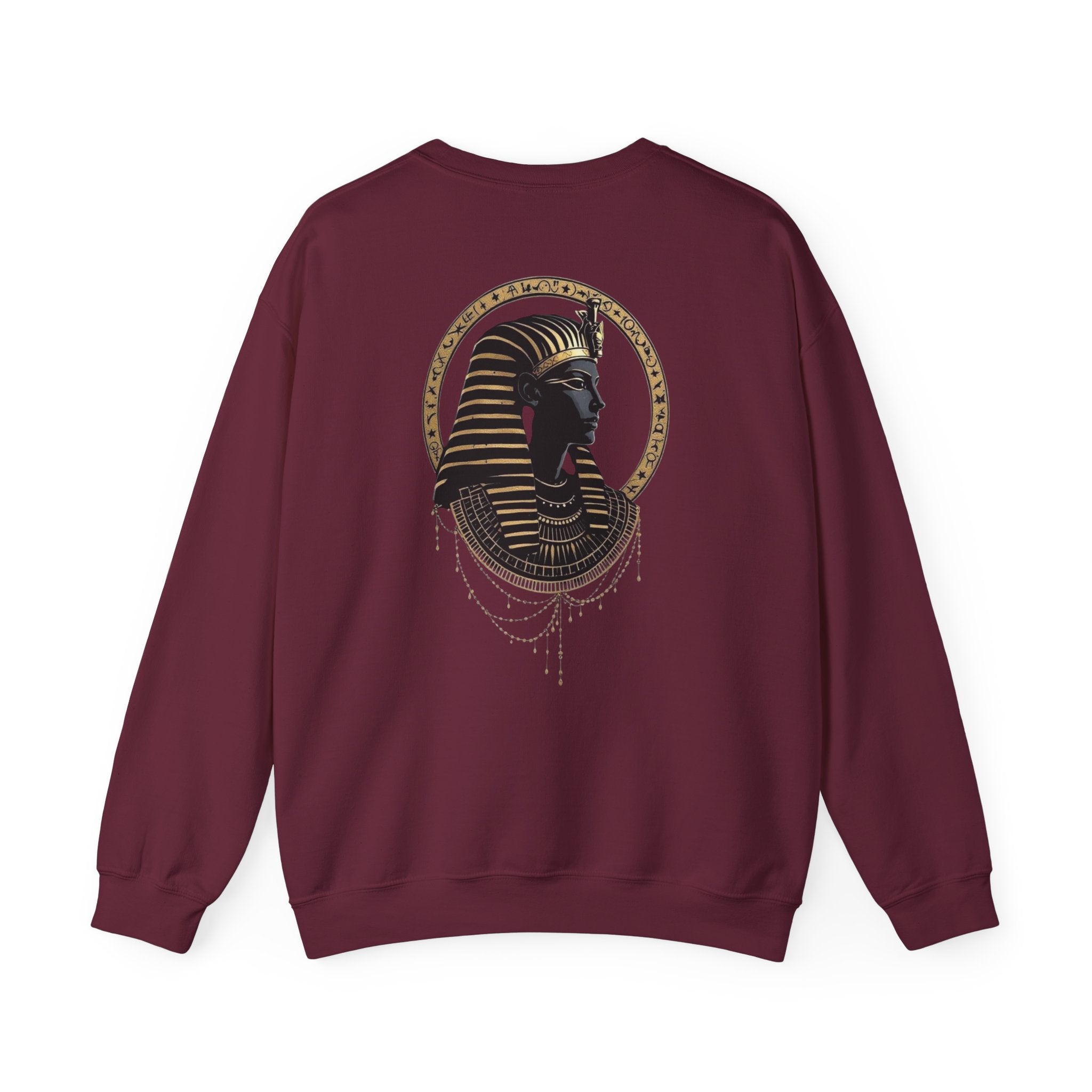 Egyptian Pharaoh Crewneck Sweatshirt — Gold & Black Tutankhamun Profile