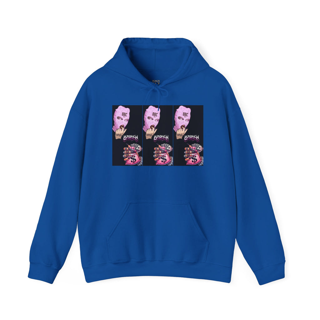 Horror Collage Hoodie — Spooky Pink Skull & Claw Graphic Sweatshirt