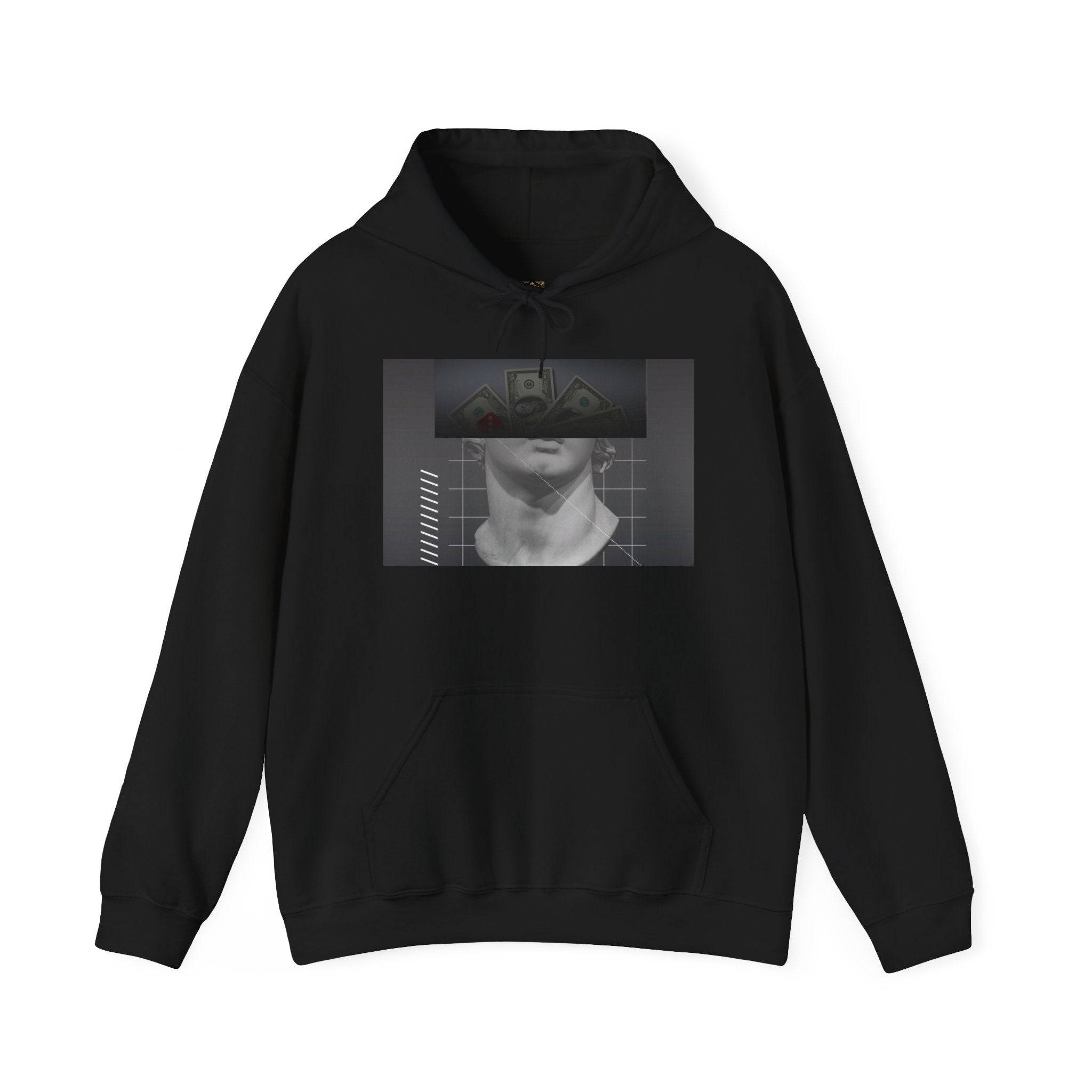 Graphic Hoodie — Black & White Glitch Portrait Hoodie