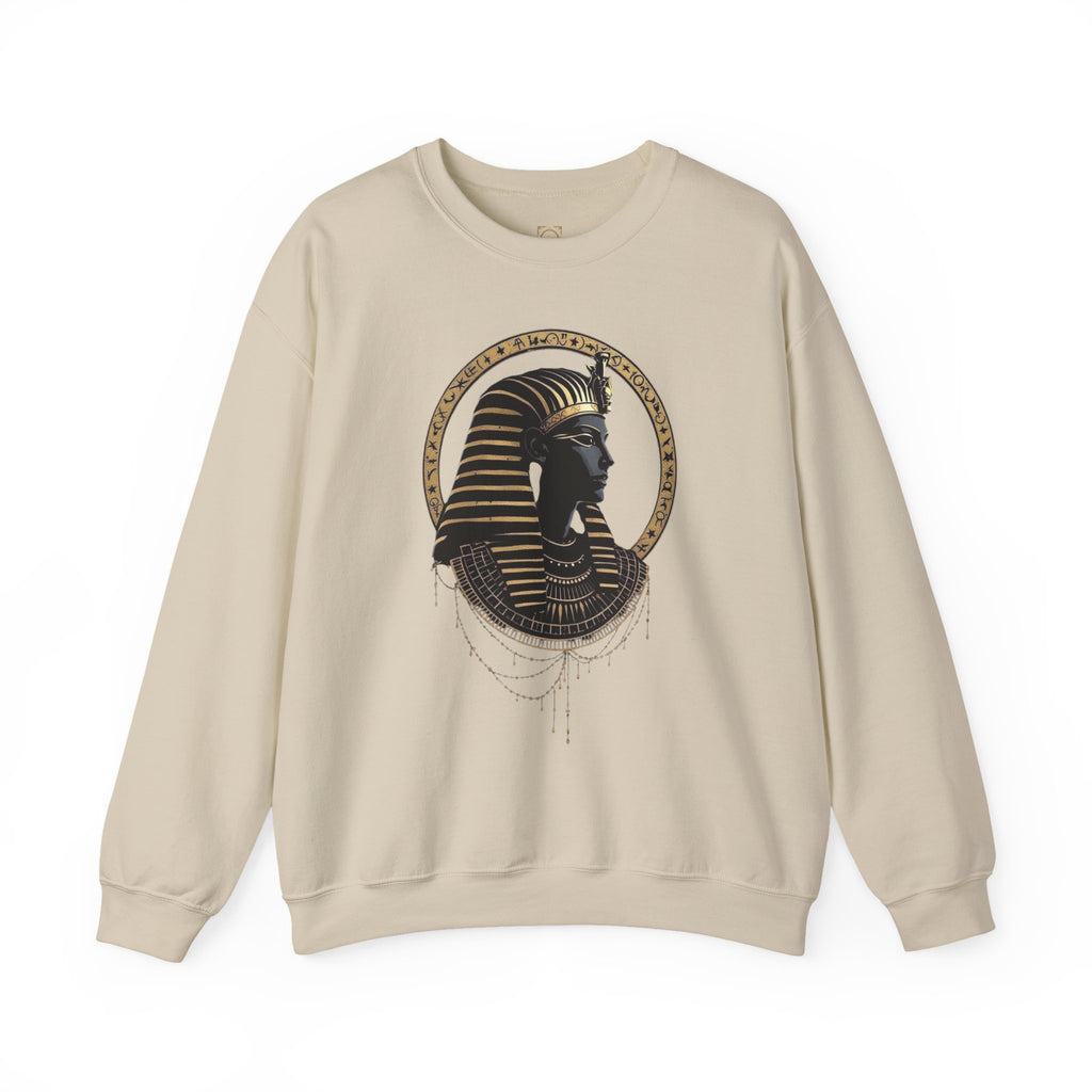 Egyptian Pharaoh Crewneck Sweatshirt — Gold & Black Tutankhamun Profile