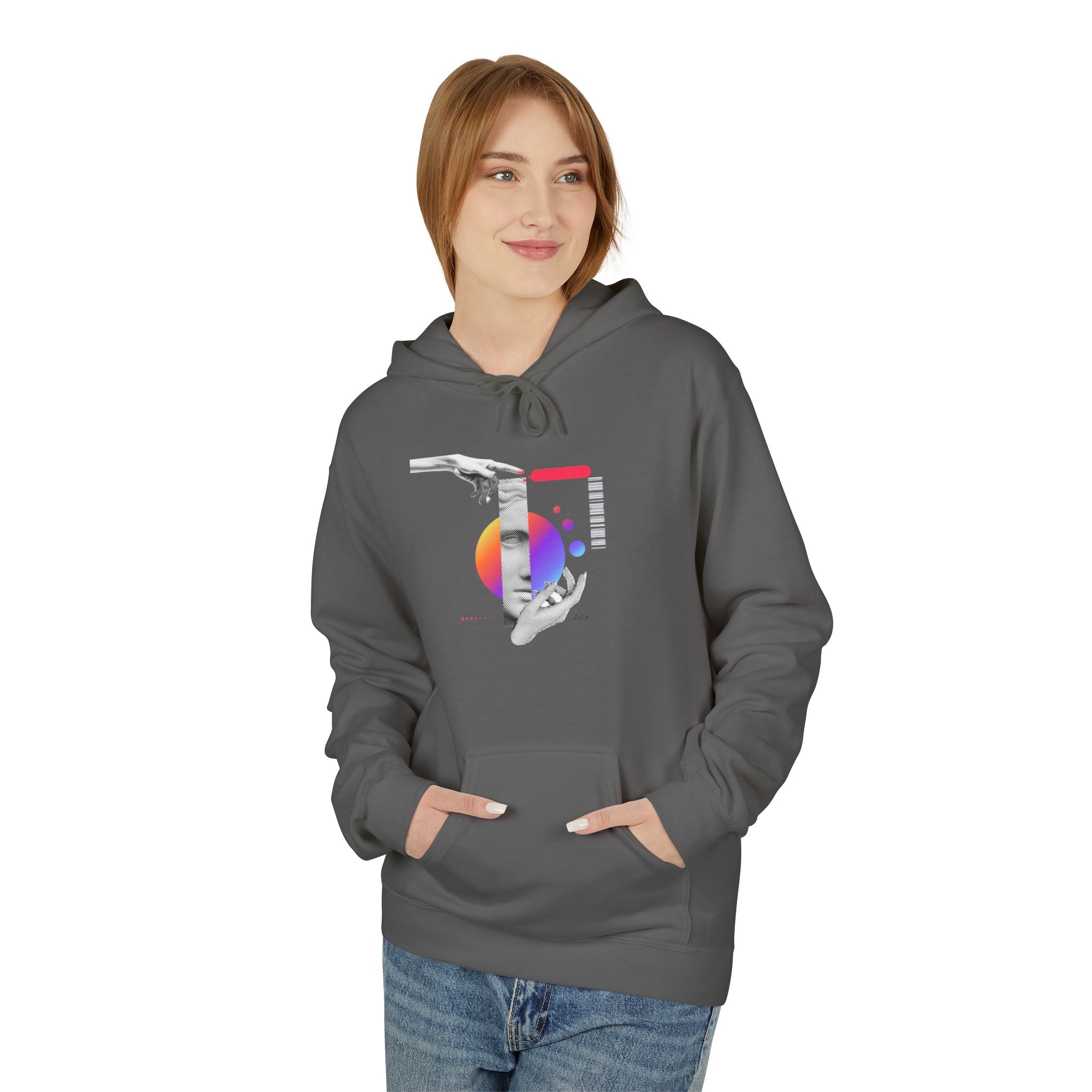 Hoodie — Abstract Hands & Gradient Orb Art Sweatshirt