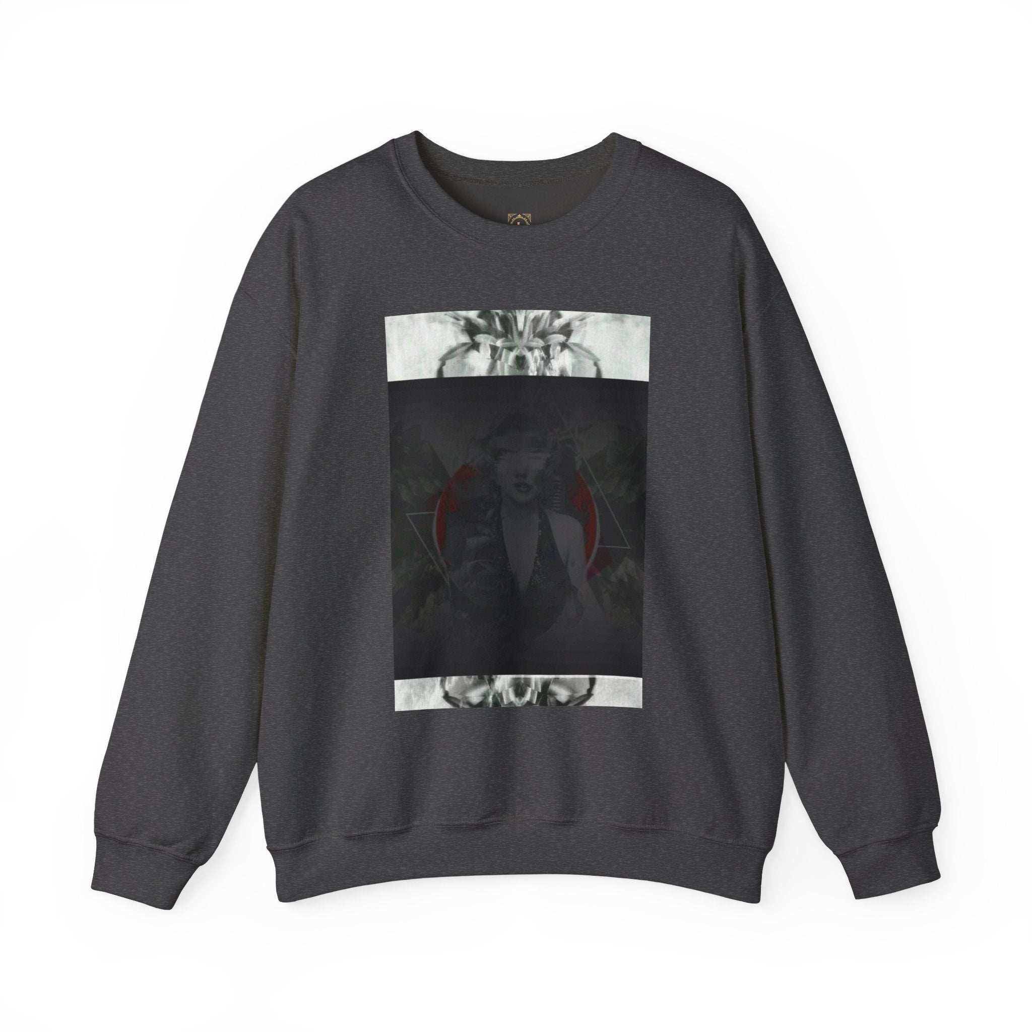 Crewneck Sweatshirt — Dark Abstract Chest Print with 'Legaciess' Gold Back Logo