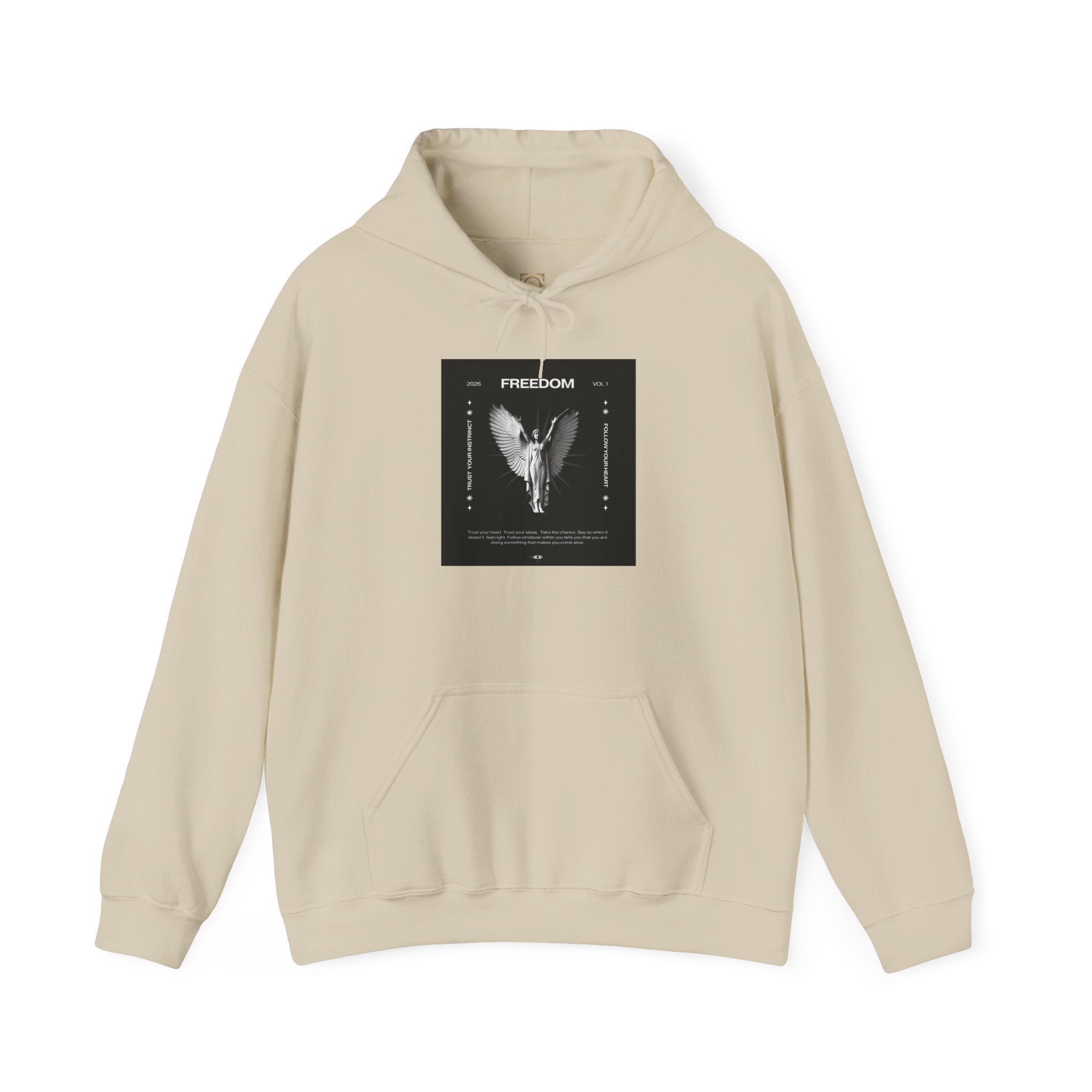 Freedom Angel Hoodie — Gothic Black & White Angel Wings Sweatshirt