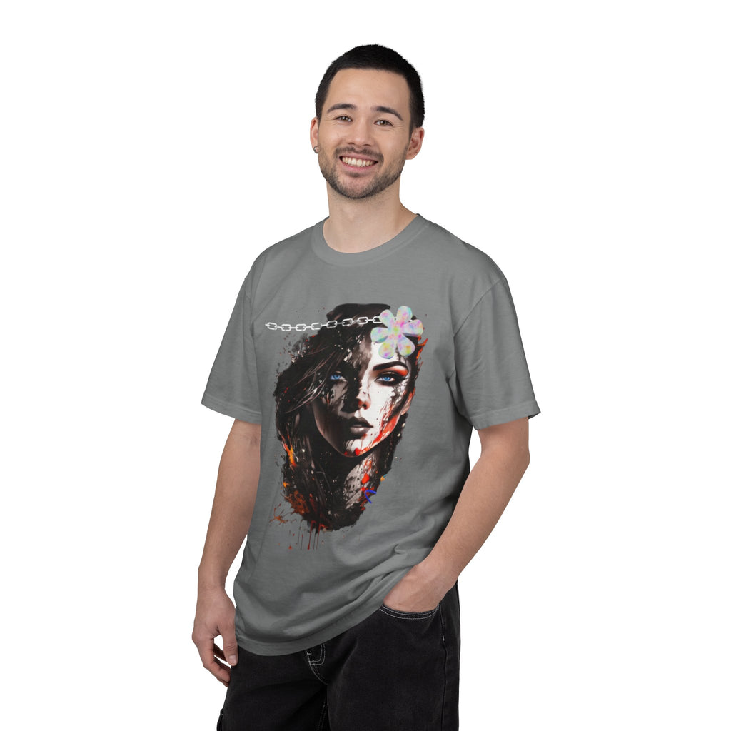 Artistic Femme Portrait T-Shirt — Watercolor Floral Face Graphic Tee