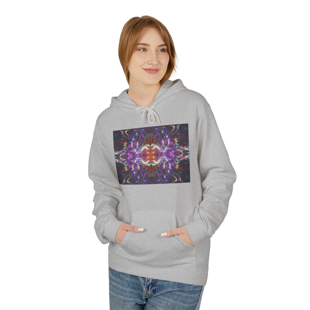 Kaleidoscope Neon Abstract Hoodie — Psychedelic Symmetry Graphic Sweatshirt