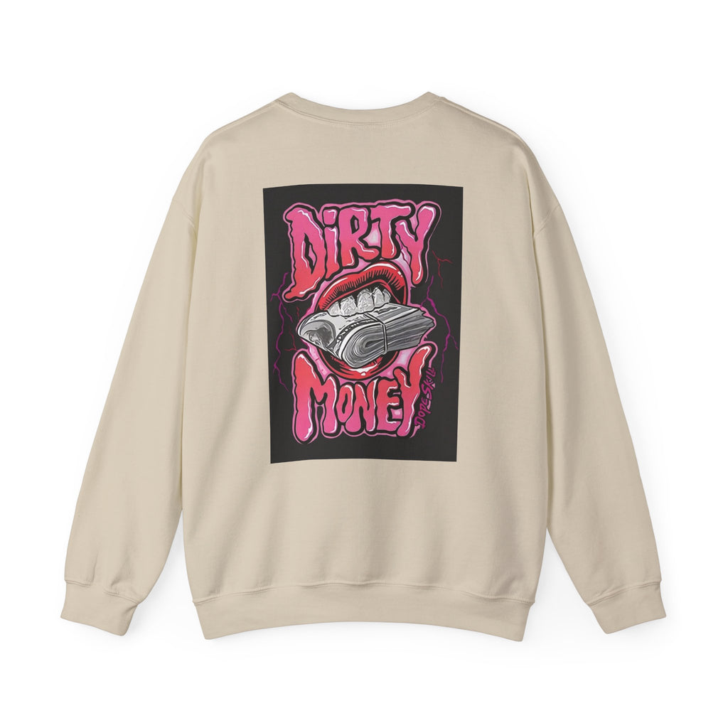 Dirty Money Crewneck Sweatshirt – Retro Graphic Money & Lips Design